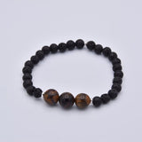 Bracelet Force Intérieure - Œil de Tigre et Pierre de Lave