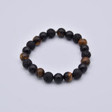 Bracelet Triple Alliance - Œil de Tigre, Tourmaline Noire et Pierre de Lave