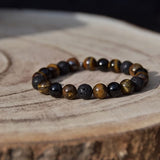 Bracelet Triple Alliance - Œil de Tigre, Tourmaline Noire et Pierre de Lave