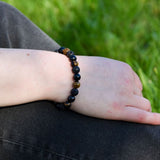Bracelet Triple Alliance - Œil de Tigre, Tourmaline Noire et Pierre de Lave