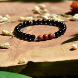 Bracelet Stabilité & Force - Onyx Noir & Jaspe Rouge