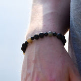 Bracelet Intuition & Ancrage - Onyx noir, Labradorite et Pierre de Lave