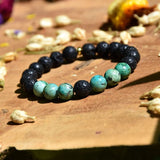 Bracelet Talisman & Chance - Turquoise Africaine et Pierre de Lave