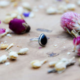 Bague en Onyx noir goutte ornée