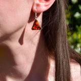 Boucles d'oreilles triangulaires en Ambre véritable et argent 925