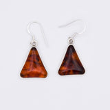 Boucles d'oreilles triangulaires en Ambre véritable et argent 925