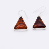 Boucles d'oreilles triangulaires en Ambre véritable et argent 925