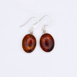 Boucles d'oreilles ovales en Ambre véritable et argent 925