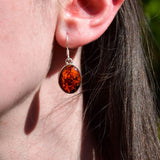 Boucles d'oreilles ovales en Ambre véritable et argent 925