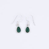 Boucles d'oreilles gouttes en Emeraude et argent