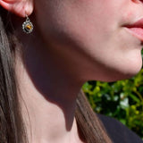 Boucles d'oreilles rondes en Œil de tigre et argent
