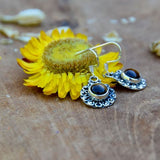Boucles d'oreilles rondes en Œil de tigre et argent