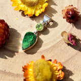 Pendentif Uvarovite et Peridot