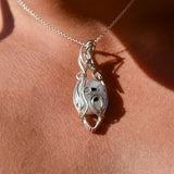 Collier Clair-Obscur - Pierre de Lune inclusions de Tourmaline